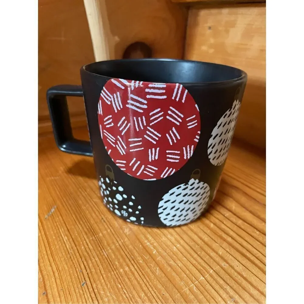 Starbucks 2016 Black Holiday Christmas Ornament Coffee Mug 14oz Preowned